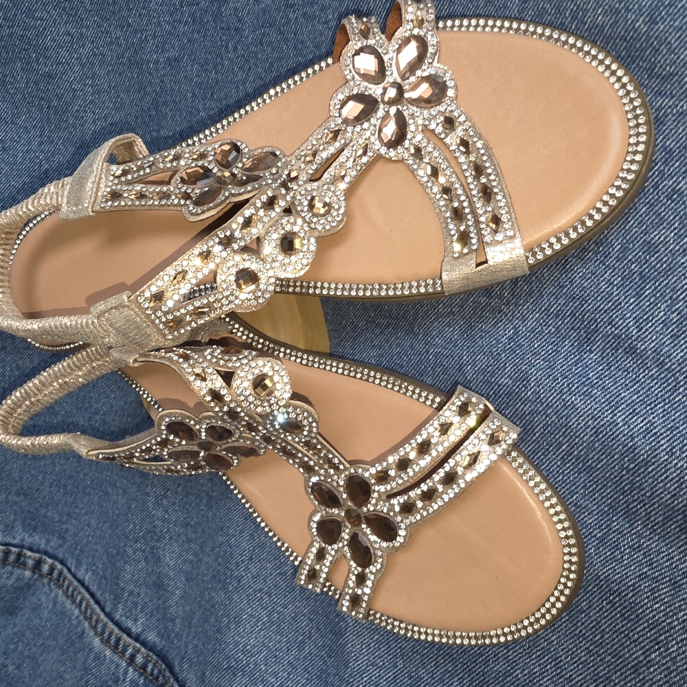 Elegant Gold Embellished Sandals